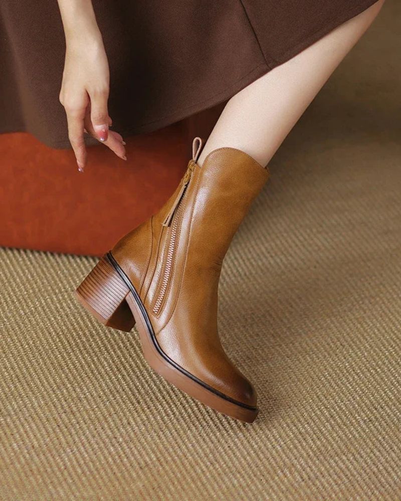 Léonie | Bottines en cuir à talon confortable