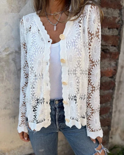 Isadora | Gilet en crochet élégant à boutons