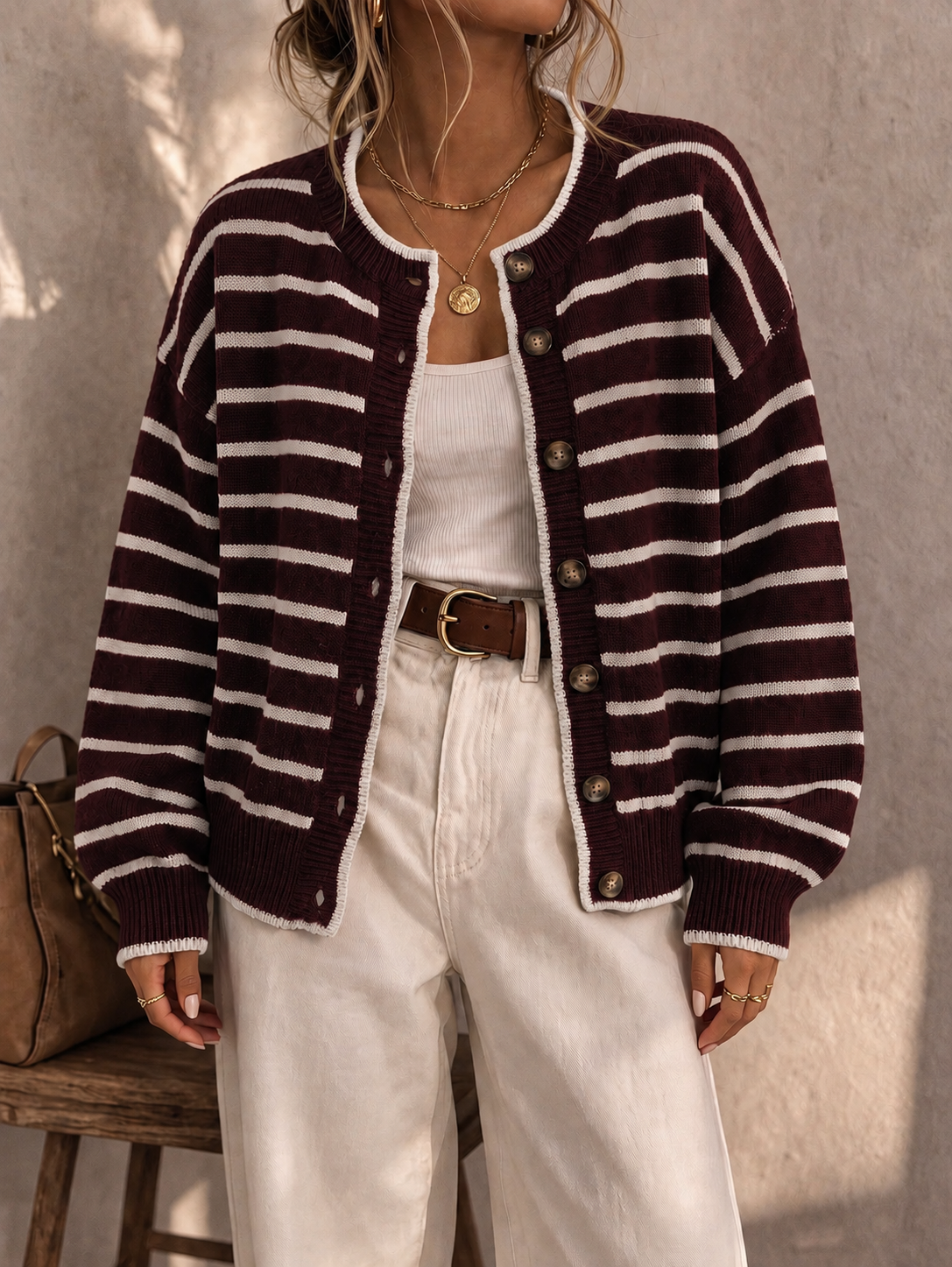 Céliane | Cardigan rayé tricot chic