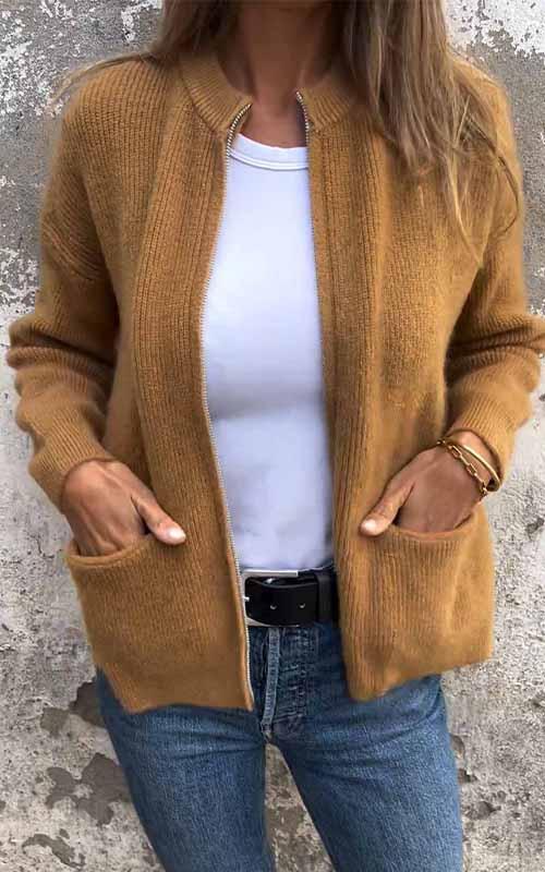 Lorine | Gilet en maille casual avec fermeture éclair