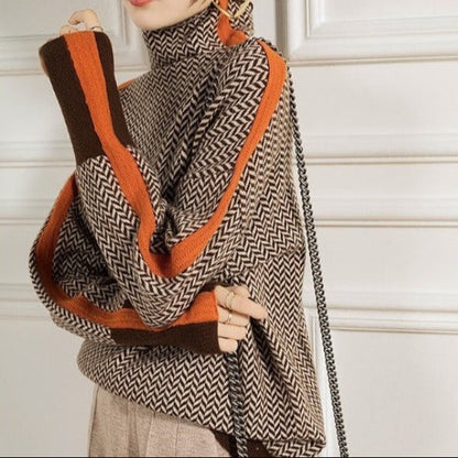 Manon | Pull à col haut et rayures contrastées