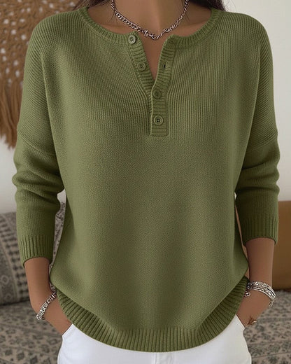 Helena | Pull en Tricot avec Boutons Henley
