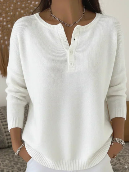 Helena | Pull en Tricot avec Boutons Henley