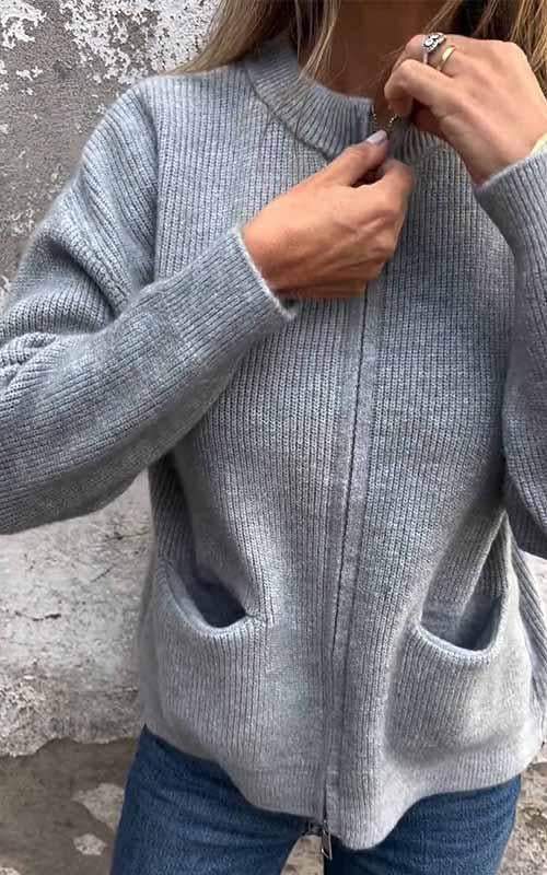 Lorine | Gilet en maille casual avec fermeture éclair