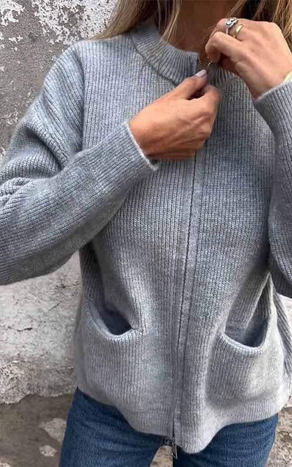 Lorine | Gilet en maille casual avec fermeture éclair
