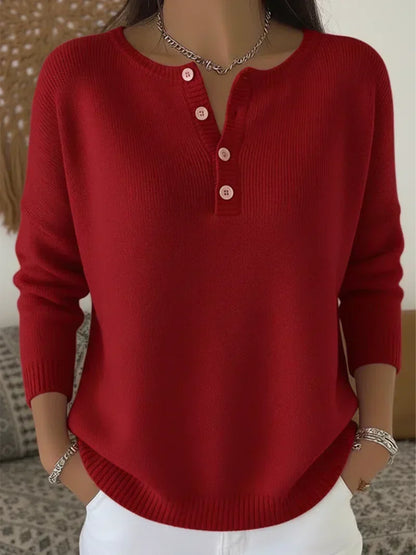 Helena | Pull en Tricot avec Boutons Henley