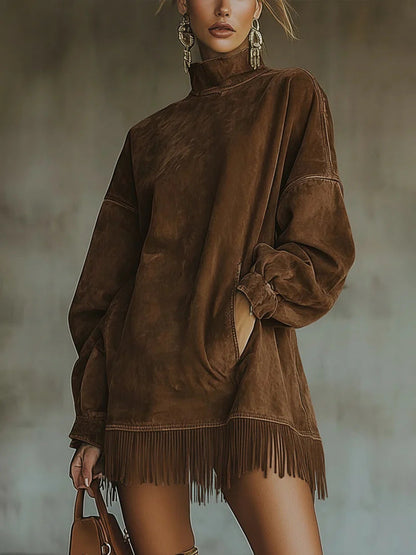 Soleya | Pull oversize à franges bohème