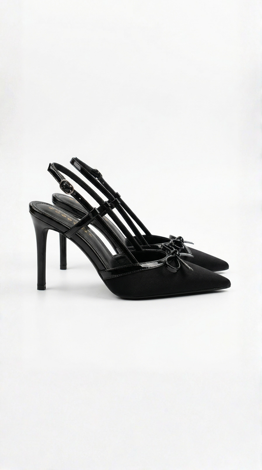 Tacones de Satén Rebecca con Detalle de Lazo
