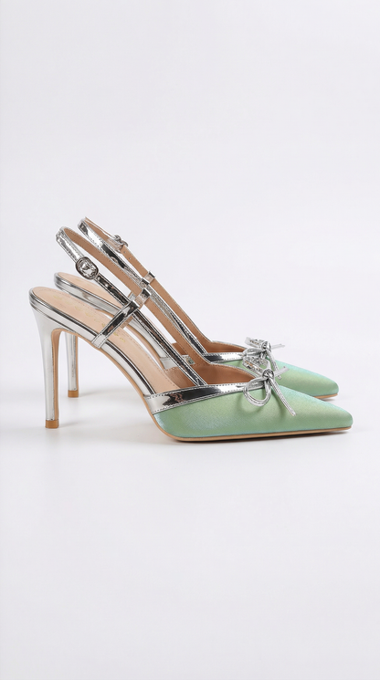 Tacones de Satén Rebecca con Detalle de Lazo