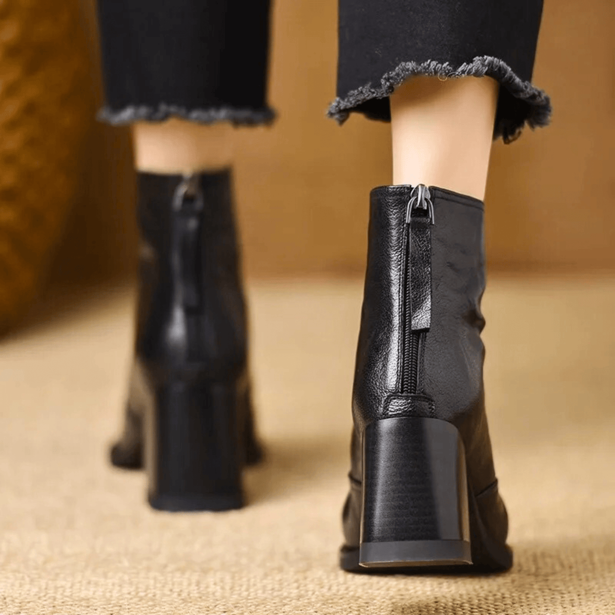 Oriane | Bottines en cuir à talon bloc